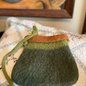 Green and Brown Felted Women's Bag